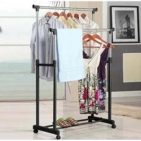 Suport Dublu Pentru Umerase , Stender Telescopic 150 cm Otel Cromat