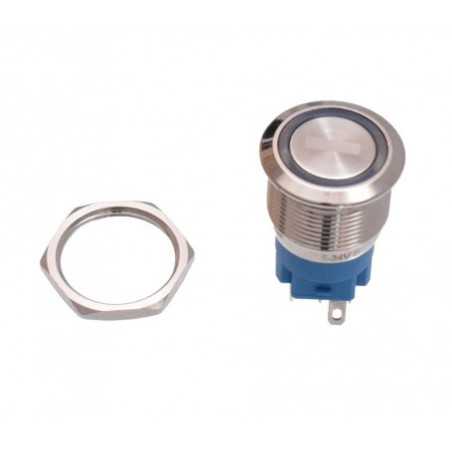 Push Buton 5-24V / 19MM (-) LED Albastru