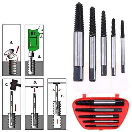 Set 5 Extractoare Pentru Suruburi Uzate Sau Rupte