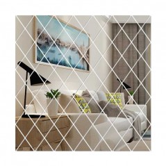 Oglinzi Acrilice Set 63 Piese 100 X 100 cm Diamant Romb Sticker Auto-adeziv Decorativ Pentru Baie Living Si Bucatarie