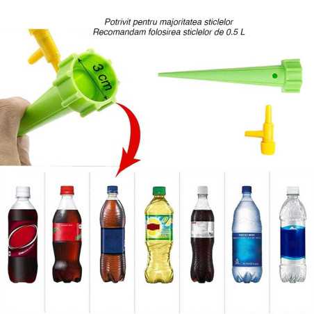 Set 10 dispozitive automate de udare prin picurare cu Sistem Reglabil al Debitului pentru ghivece flori