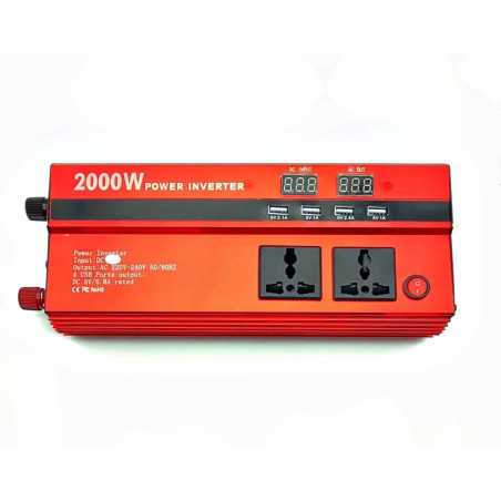 Invertor Auto 2000W Cu Display Dublu 3 Iesiri 220V Si 4 USB-uri