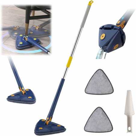 Mop Triunghiular Rotativ 360° cu Stoarcere, Laveta Microfibra
