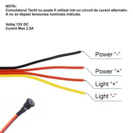 Intrerupator Touch Senzor 13mm Dimabil 12V-2,5A / HST06 - NEGRU