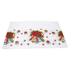 Fata de masa dreptunghiulara PVC, 0.25 mm grosime, imprimeu clopotei, potrivit pentru Craciun, 180 x 108 cm