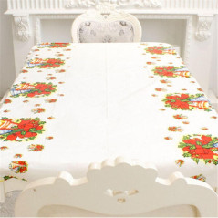 Fata de masa dreptunghiulara PVC, 0.25 mm grosime, imprimeu clopotei, potrivit pentru Craciun, 180 x 108 cm