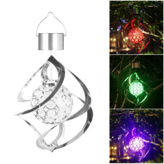 Lampa solara LED RGB spirala pentru gradina si terasa, se roteste de la vant, 35 x 5.5 cm, tip glob de cristal, 2V, 600 mAh