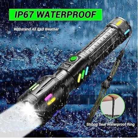 Lanterna profesionala puternica LED XHP-Laser 3000 lumeni, acumulator 26650 Li-ion, Afisaj LCD baterie in procente