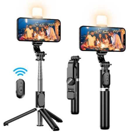 Selfie Stick Trepied Telecomanda Bluetooth Si Proiector LED
