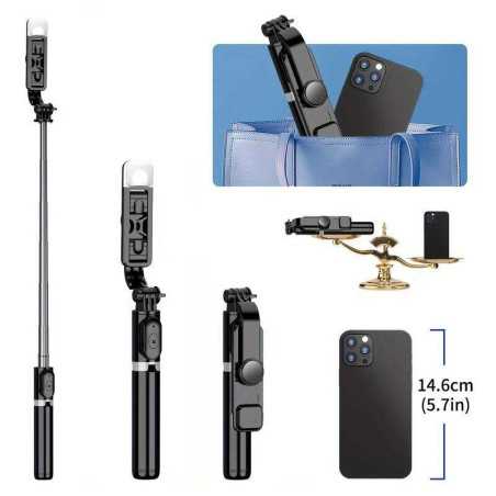 Selfie Stick Trepied Telecomanda Bluetooth Si Proiector LED