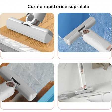 Mop de mana portabil, cu sistem de stoarcere, dispozitiv de curatat manual, cu burete absorbant, material PVA