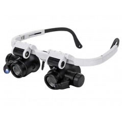 Ochelari cu 2 lupe, marire x8, x23, cu iluminare de fundal LED incorporata, comozi