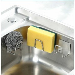 Organizator bucatarie cu adeziv, carlig-suport pentru burete, accesorii bucatarie, 5x5x3,5 cm, otel inoxidabil