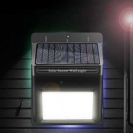 Lampa 64 LED cu incarcare solara si senzor de miscare pentru exterior, detectare inductie, montaj pe perete, fara cabluri