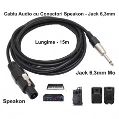 Cablu Audio Jack 6,3 tata MO - Spik-on Tata / 15m