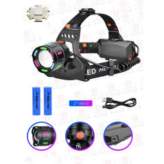 Lanterna Frontala LED Laser 30W Zoom Telescopic 2 Acumulatori 18650 Incarcare USB