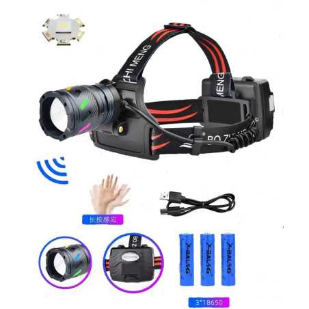 Lanterna Frontala LED Laser 30W Zoom Telescopic 3 Acumulatori 18650 Incarcare USB
