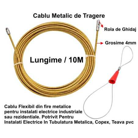 Fir Metalic de Tragere Cablu Electric 4mm x 10M