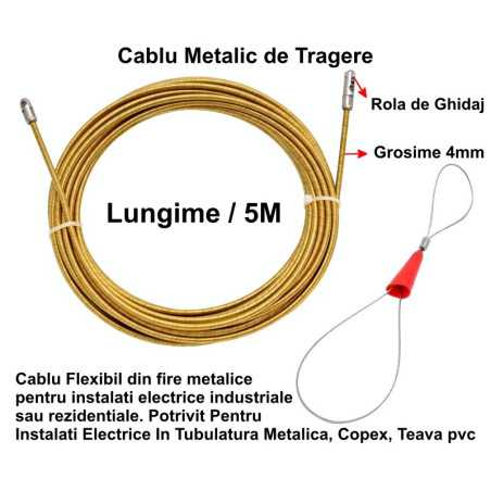 Fir Metalic de Tragere Cablu Electric 4mm x 5M