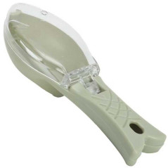 Curatator Manual Solzi de Peste, Forma Peste , Recipient cu Capcac pentru Solzi, Plastic, Verde deschis, 16x6 cm