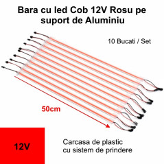 Bara de Led COB 12V Rosu, 50cm x 10buc/set