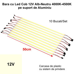 Bara de Led COB 12V Alb-Natural 4500K, 50cm x 10buc/set