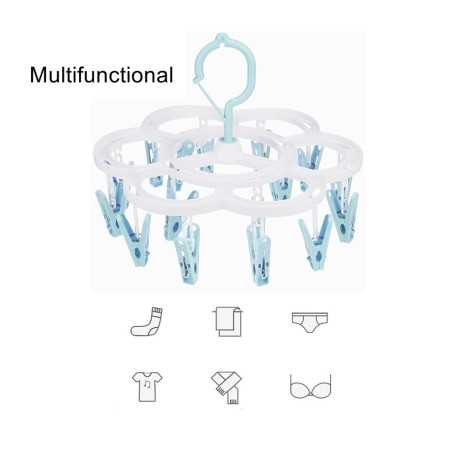 Uscator de Rufe Suspendat, cu 16 Carlige, Rotire 360 Grade, Mateiral Plastic, Usor de Depozitat, Multifunctional, 26 x 21 cm