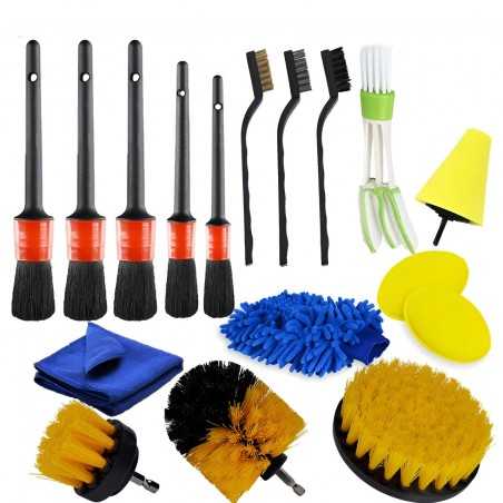 Set 17 Accesorii pentru Curatare, 4 Capete Bormasina, 5 Pensule, 3 Perii, 1 Laveta, 1 Manusa, 1 Perie Tripla Grilaj, 2 Bureti
