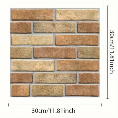 10 x Placi Tapet Autocolant 3D cu Imitatie de Caramida de Piatra, Bucatarie Sufragerie, Usor de Curatat, 30x30 cm