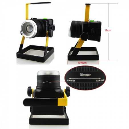 Proiector LED 10W Alb Rece Albastru 12V 220V cu Zoom Acumulatori si Suport