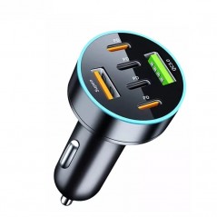 Incarcator Auto 6 in 1, 2 x Port USB Fast Charge QC3.0 si 4 x Type C, PD 65W, Negru