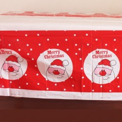 Fata de masa dreptunghiulara ,PVC, imprimeu Mos Craciun model 2, potrivit pentru Craciun, utilizare multipla, 180 x 108 cm
