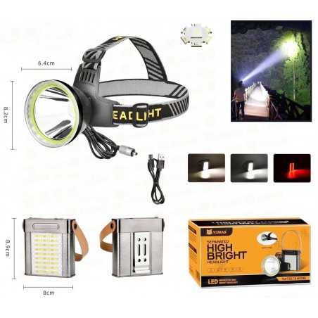Lanternă frontală LED Laser TG cu acumulator Li-Ion, și lampă portabila auxiliară, multifuncțională