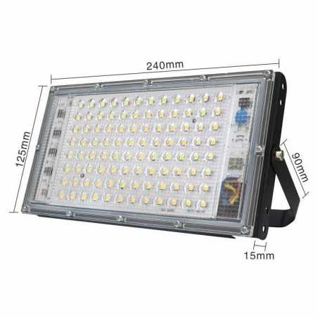 Proiector Led 100W 96leduri, 12V,exterior carcasa din aluminiu ,6000k ,IP65, Cablu alimentare 300cm cu clestisori