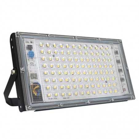 Proiector Led 100W 96leduri, 12V,exterior carcasa din aluminiu ,6000k ,IP65, Cablu alimentare 300cm cu clestisori
