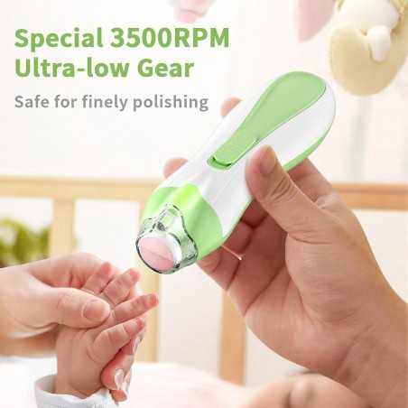 Set Pila Electrica pentru Copii si Bebelusi, ABS, 6 Accesorii, cu Lumina LED, Verde