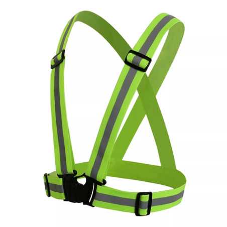 Ham reflectorizant reglabil, material elastic, banda 4cm, verde, unisex, universal