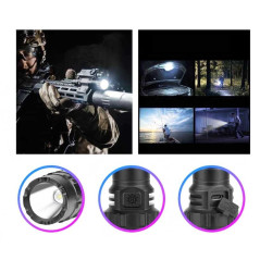 Lanternă de Vânătoare Incarcare USB cu LED PM10-TG, Acumulator 18650 Si Suport Montaj Arma Inclus