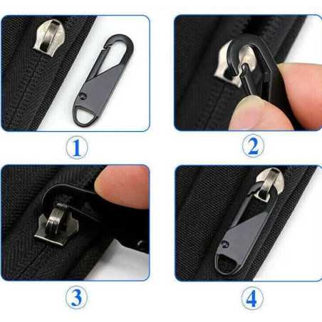 Set 5 Cheita pentru fermoar stricat, de rezerva, din plastic, 37x11x4 mm, negru
