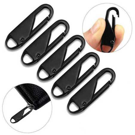 Set 5 Cheita pentru fermoar stricat, de rezerva, din plastic, 37x11x4 mm, negru