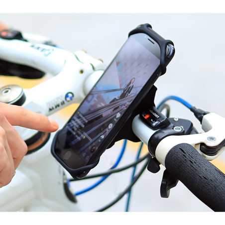 Suport Telefon pentru Bicicleta, Motocicleta, Trotineta, din Silicon 4-7 inch, Negru