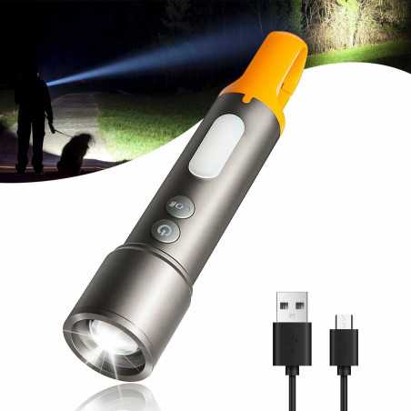 Lanternă Portabilă Multifuncțională cu Agățător, Lumină Laterală COB, LED Frontal Puternic și 5 Capace Colorate