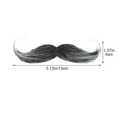 Mustata Falsa pentru Deghizari, Petreceri Tematice, din Panza, Autoadeziv, 13 x 4 cm, Model Grizonat 1, Negru/Alb
