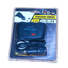 Adaptor brichetă auto 120W cu 3 ieșiri + USB + Tip C Fast Charge – Putere, Viteză și Versatilitate în Mașina Ta
