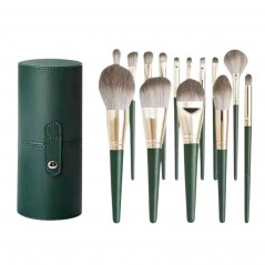 Set Elegant 14 Pensule de Machiaj cu Peri Moi, cu Suport pentru Depozitare, Verzi, Cadoul Perfect