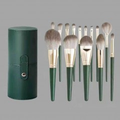 Set Elegant 14 Pensule de Machiaj cu Peri Moi, cu Suport pentru Depozitare, Verzi, Cadoul Perfect