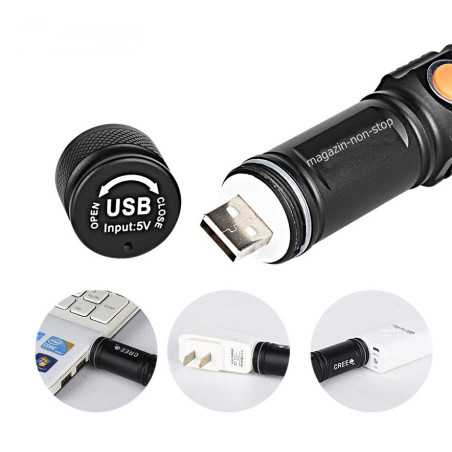 Mini Lanterna LED T6 Zoom si Incarcare Directa USB SH616