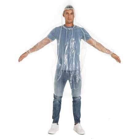Pelerina de Ploaie, pentru Adulti, 150 x 90 cm, Tip Poncho, Impermeabila, de Unica Folosinta, 30 g, Transparent