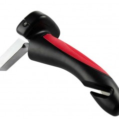Maner Auto 4 in 1, Kit de Siguranta, Maner, LED, Cutter, Ciocan, din ABS si Aluminiu, 18 x 7 cm, Rosu/Negru