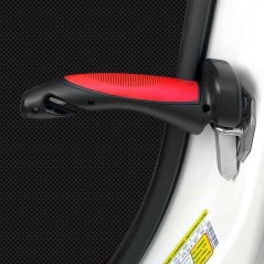 Maner Auto 4 in 1, Kit de Siguranta, Maner, LED, Cutter, Ciocan, din ABS si Aluminiu, 18 x 7 cm, Rosu/Negru